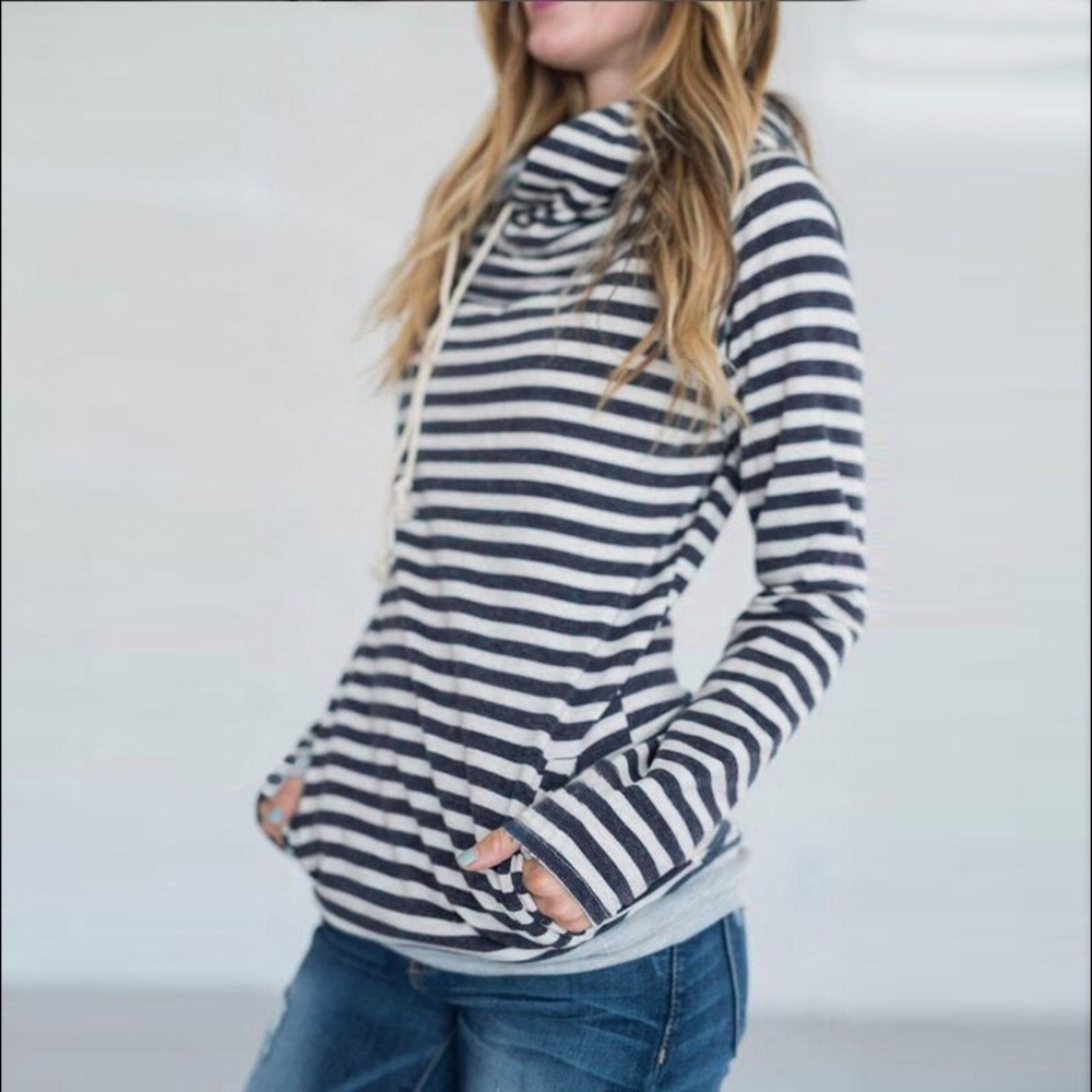 Navy/white stripe sweater shirt hoodie